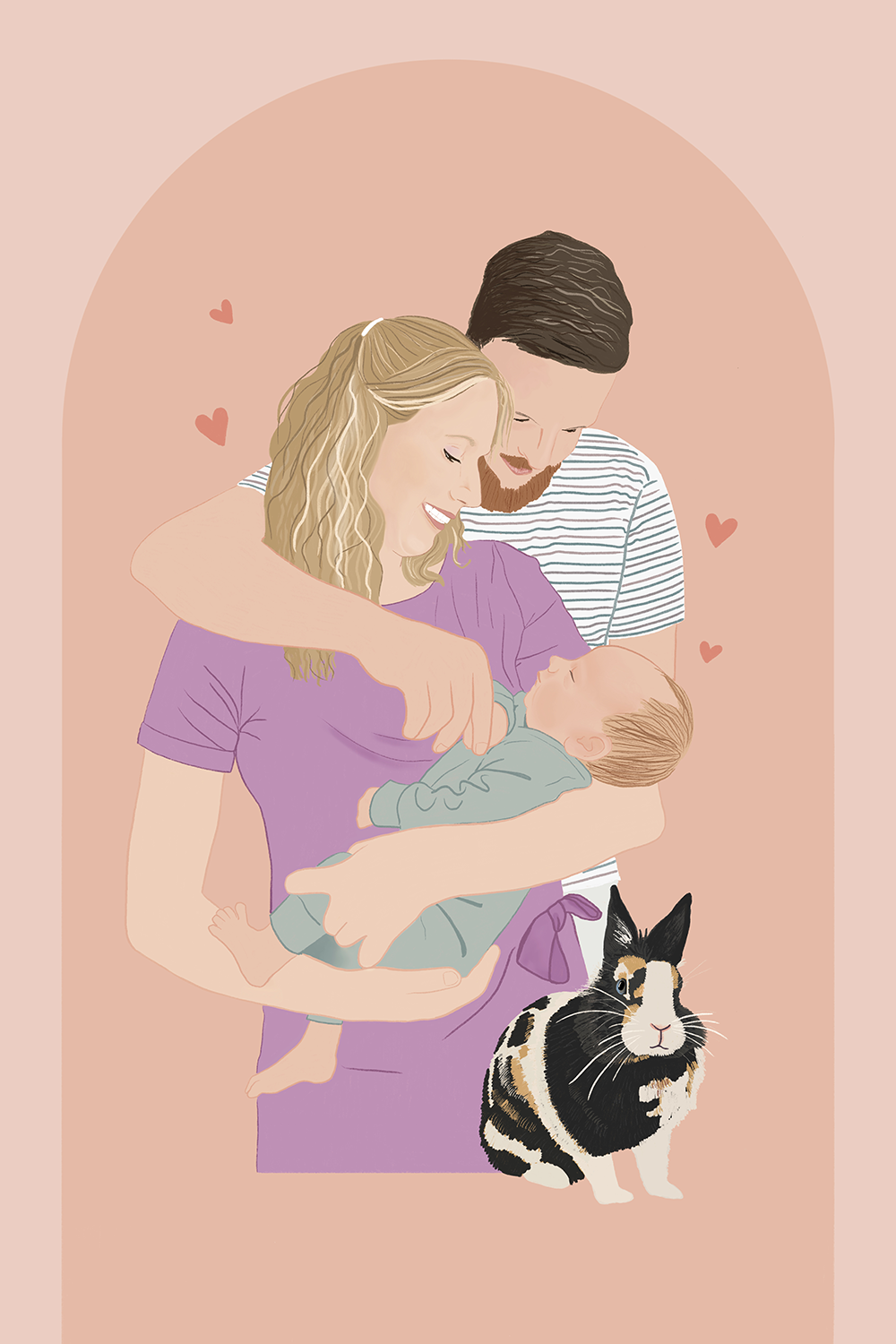 Portret illustratie ♡ huwelijk - gezin - familie - vrienden
