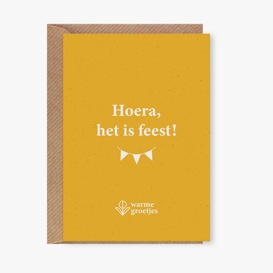 Postkaart - Hoera, het is feest!