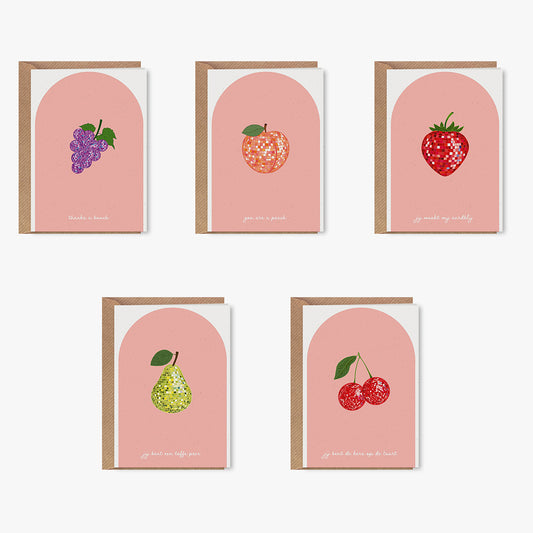 Kaartenset 5 stuks - Disco fruit