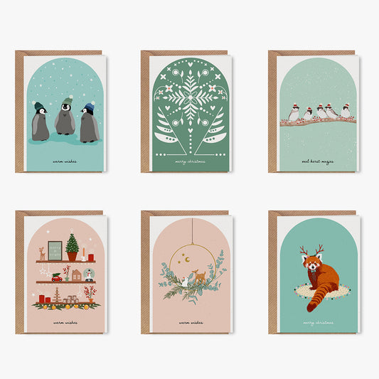 Kaartenset 6 stuks - Kerst