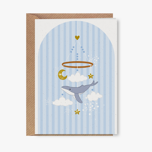 Wenskaart - Baby mobiel walvis